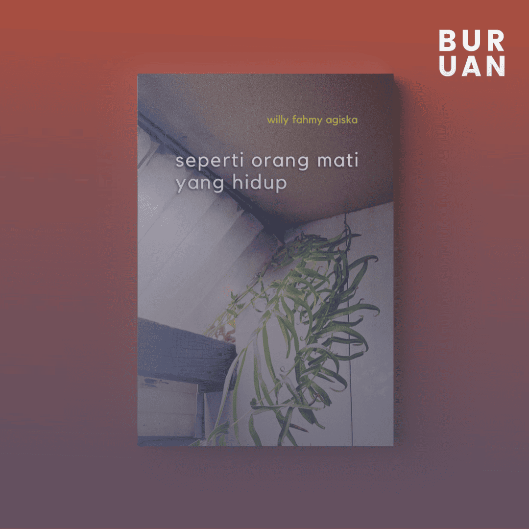 tampilan sampul depan buku puisi seperti orang mati yang hidup